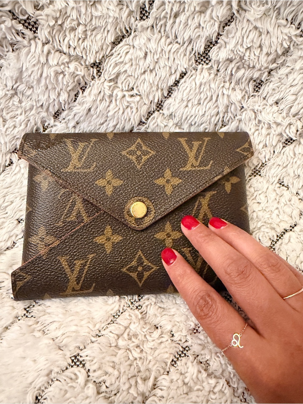 Louis Vuitton Monogram Canvas Envelope Wallet Clutch in Brown and Gold